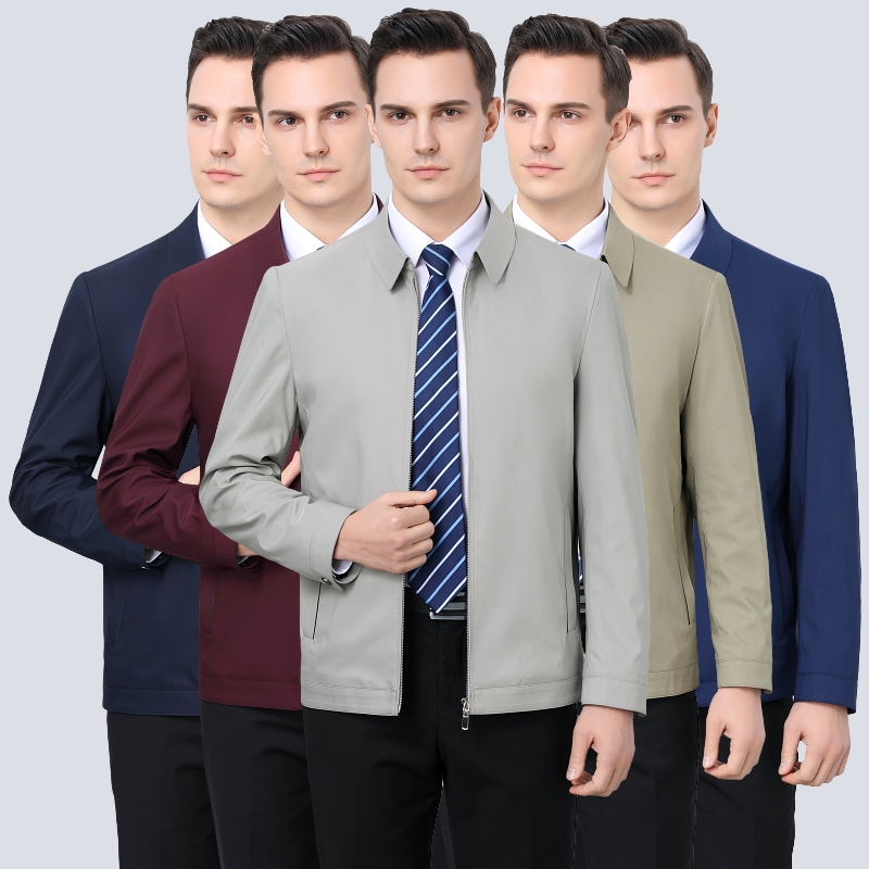 免费试穿 2026春秋季新款夹克男翻领拉链政务茄克免烫夹克衫青中年男士外套夹克男商务休闲翻领中老年领导干部茄克衫大码男装高清大图