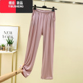 YIBUSHENG莫代尔休闲裤纯色百搭阔腿裤女春秋薄款长裤大码宽松外穿直款秋 XL(建议120-140斤) 粉色