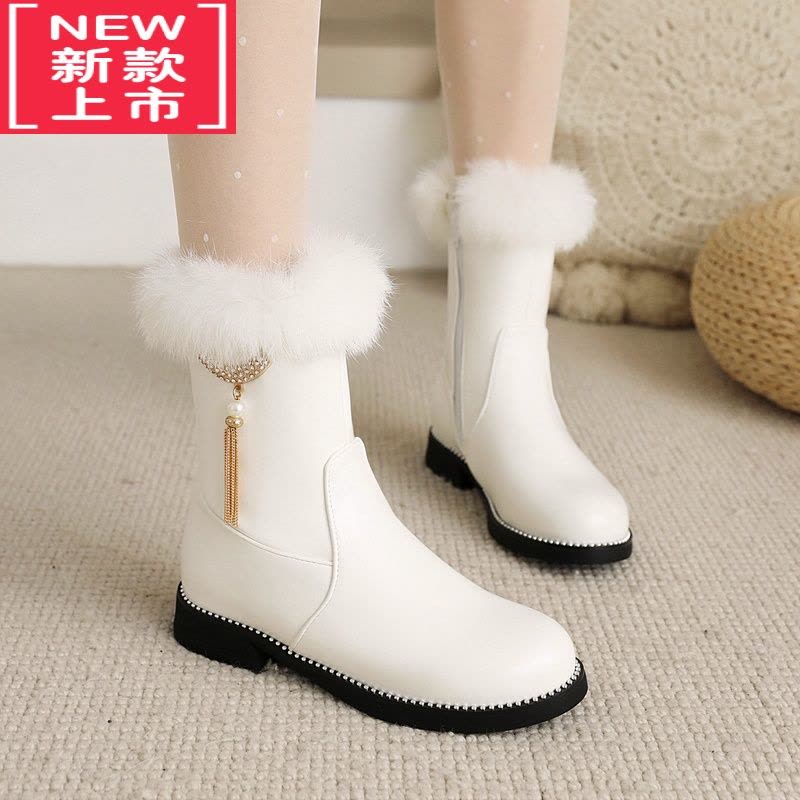 可莉允女童靴子短靴2022秋冬新款加绒棉靴小女孩公主皮靴儿童马丁靴春秋图片