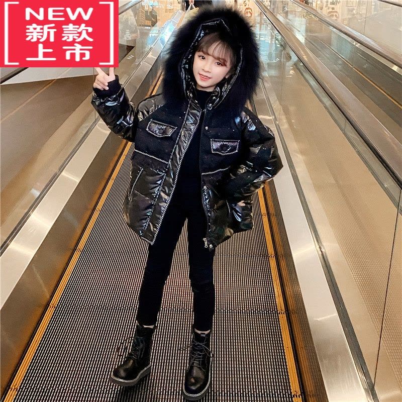 可莉允女童棉服2022年冬季新款韩版中大童冬装亮皮免洗羽绒棉衣加厚棉袄图片