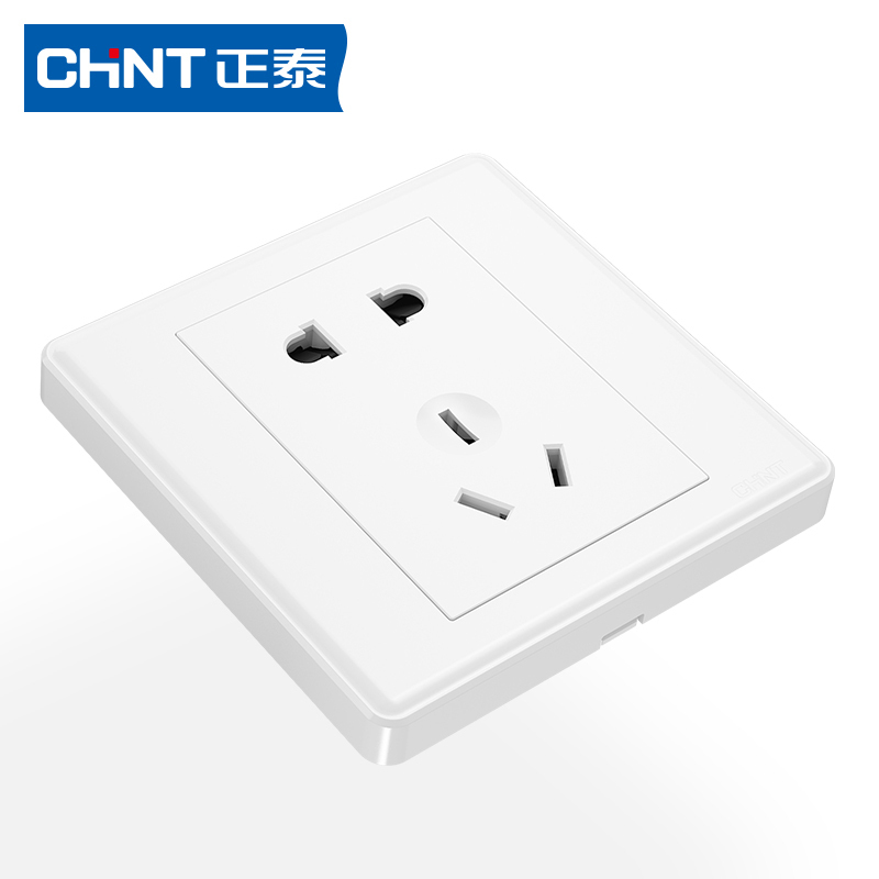 正泰开关插座7M系列86型插座一开单多控暗装正斜五孔插座面板家用电源插座雅白色
