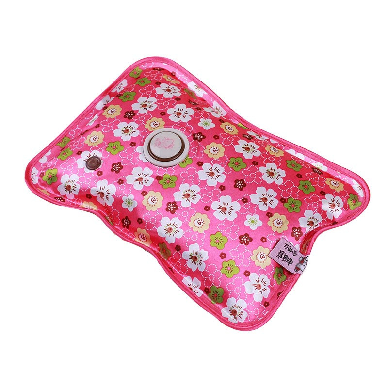 丝光布暖手宝电热水袋充电热宝烫手型电暖宝暖水袋简约可爱花卉热水袋