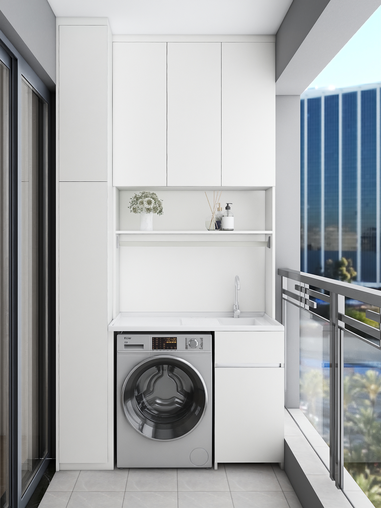 镁德铝匠全铝阳台洗衣机柜定制