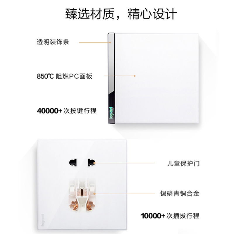 罗格朗开关插座面板官方旗舰店逸远素月白5五孔二三插带开关16A空调usb双控家用86型暗装墙壁电源插座