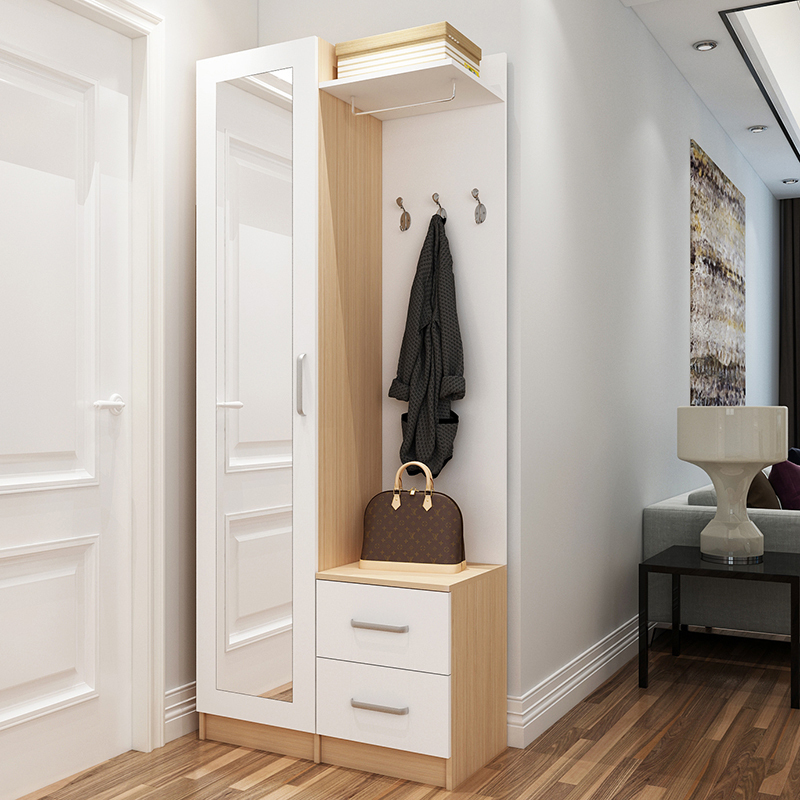 鞋柜闪电客现代简约厅柜挂衣架客厅隔断玄关柜储物柜衣帽柜带穿衣镜子