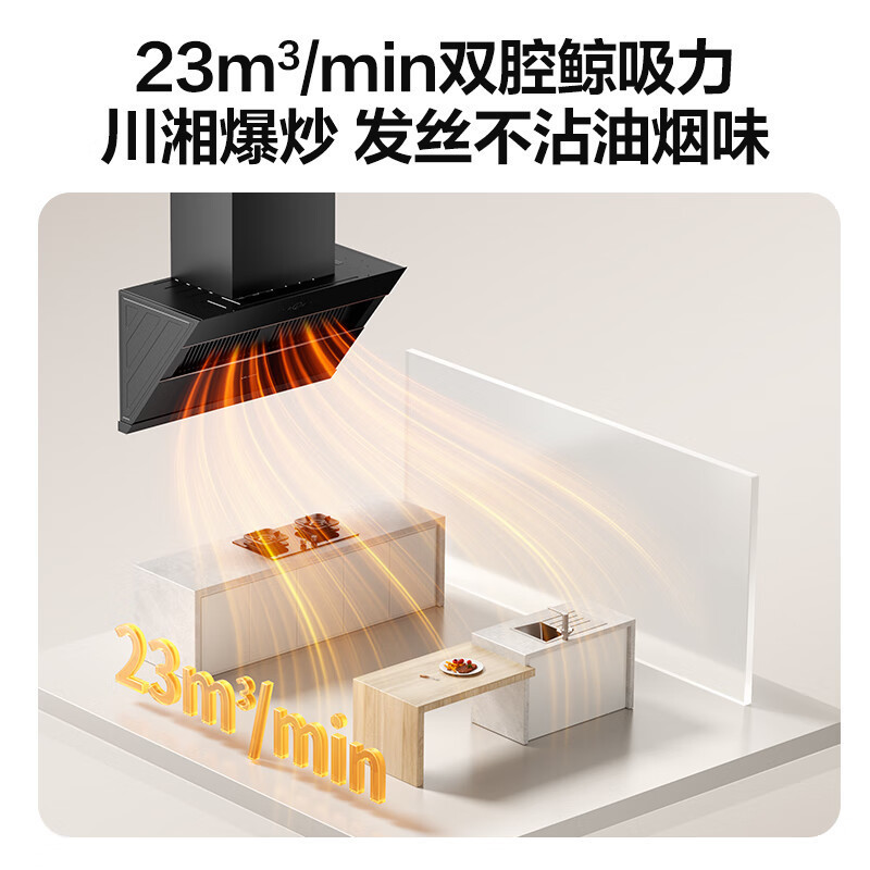 万和[小双翼J525S Pro·双腔大吸力]侧吸抽排油烟机家用23大风量爆炒一级能效家用烟机高清大图
