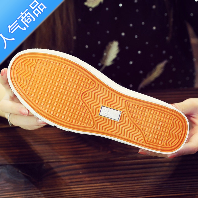 SUNTEK2023春季新款帆布鞋女学生休闲布鞋韩版一脚蹬女鞋厚底懒人小白鞋高清大图