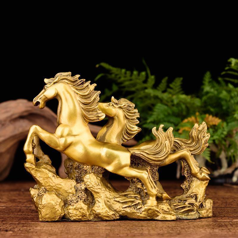家柏饰corated铜马摆件马到成功工艺品摆设办公室装饰品双马铜马