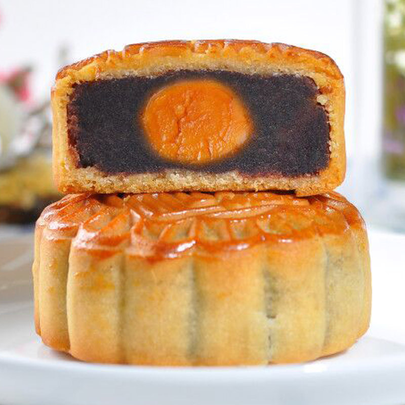 华美月饼真情月蛋黄纯白莲蓉160g广式红豆蓉月饼散装中秋员工团购