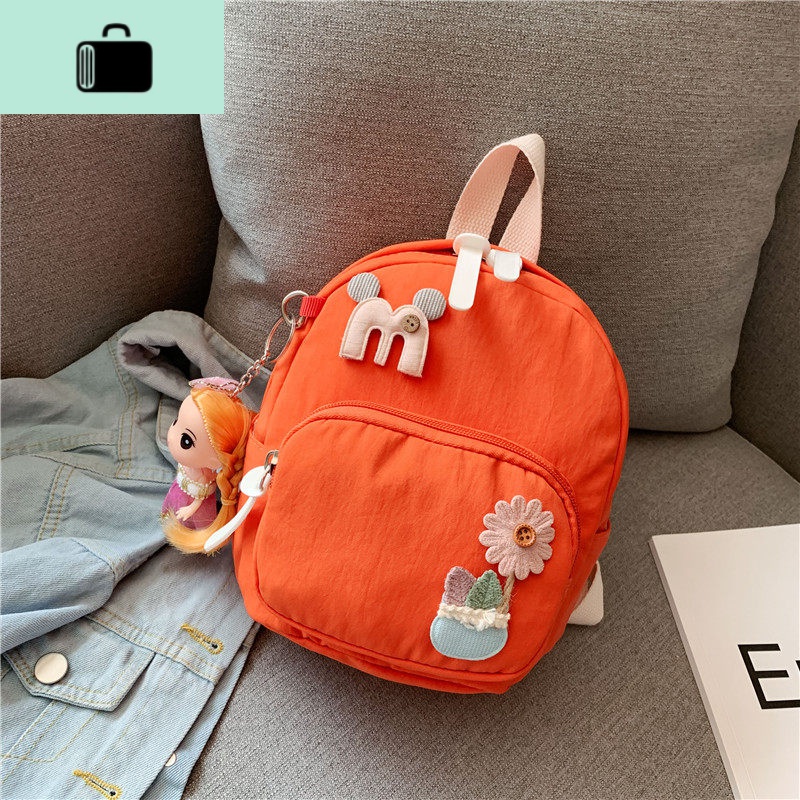 儿童小背包迷你可爱公主双肩包时尚女童幼儿园书包男宝宝1-3岁潮NEWLAKE 桔色送娃娃（娃娃颜色随机）