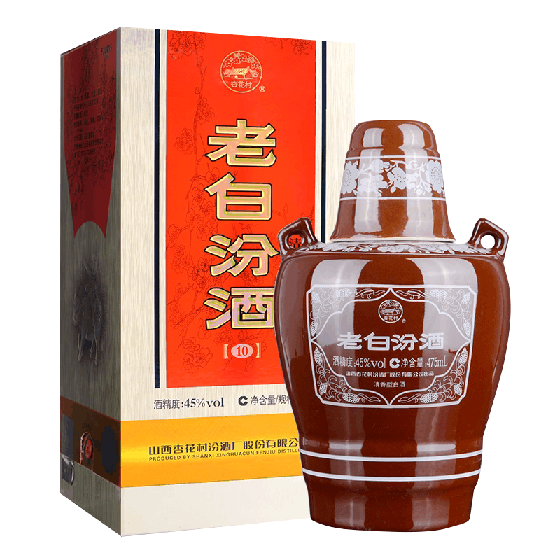山西汾酒杏花村酒 老白汾10 45度475mL*2双支装 清香型白酒纯粮酿造 送礼礼盒 老白汾十年图片