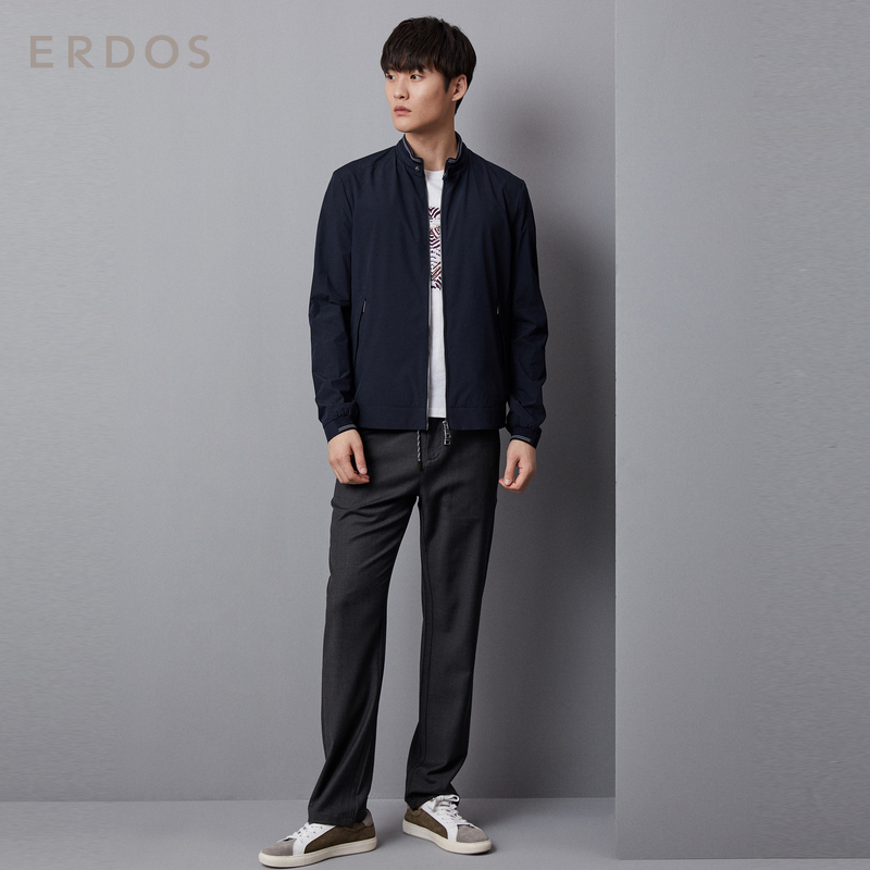 ERDOS 秋冬男士立领夹克商务休闲短款拉链上衣外套领口罗纹