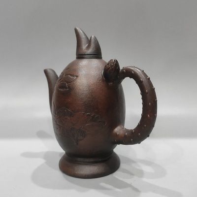 台湾回流古董古玩茶壶收藏老紫砂壶原矿紫泥时大彬制倒流壶200cc