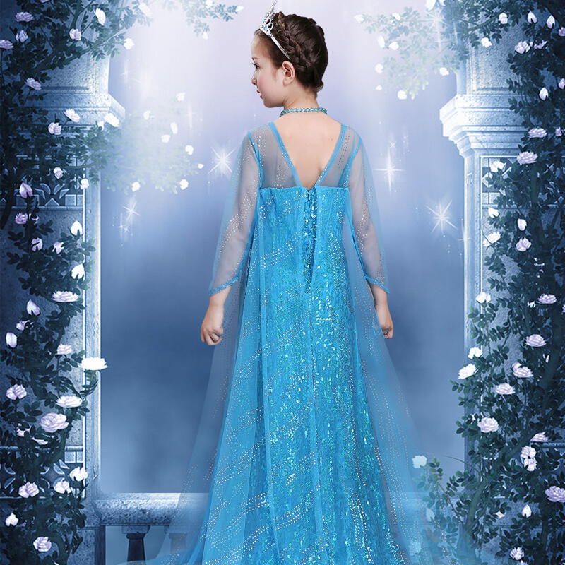 冰雪奇缘公主裙艾莎女童小女孩连衣裙女王爱莎蓬蓬纱儿童礼服