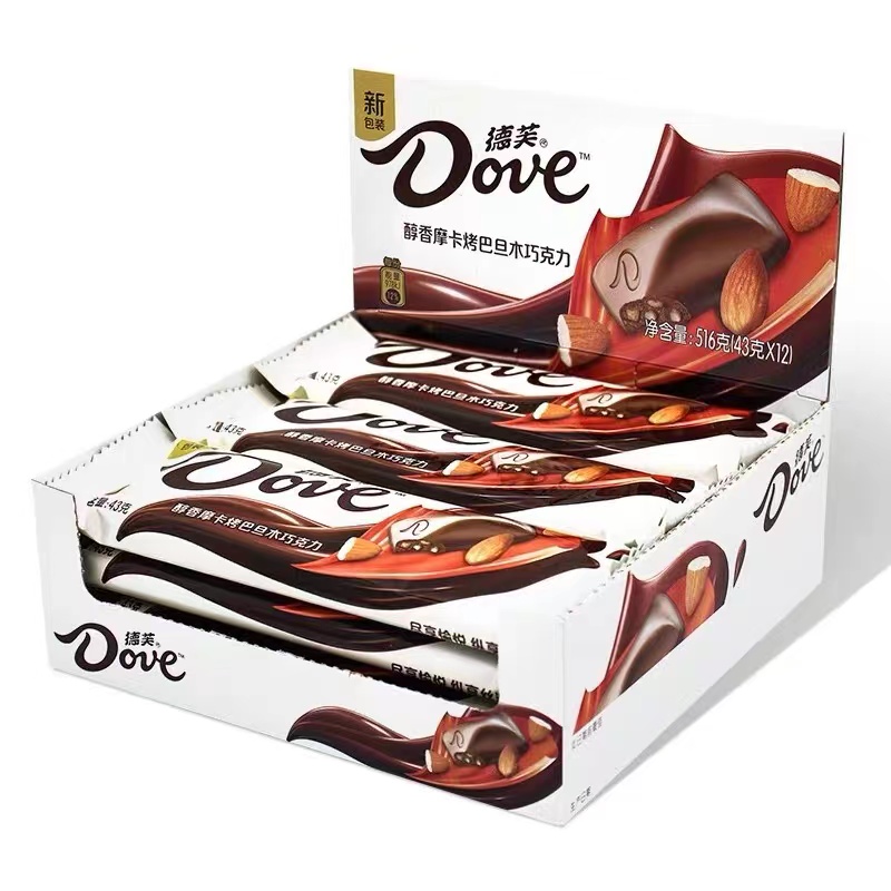 德芙(DOVE)醇香摩卡烤巴旦木巧克力516g盒装（12条*43g）