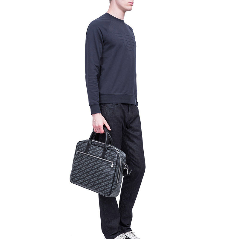 EMPORIO ARMANI 阿玛尼 男士Logo印花图案手提公文包