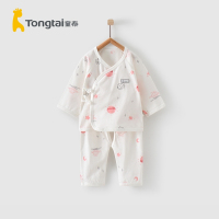 童泰(TONGTAI)2021年四季款0-3月新生婴儿衣服男女宝宝家居纯棉套装系带和服两件套儿童套装