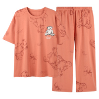 睡衣女款夏季2025新款纯棉短袖七分裤可外穿甜美大码家居服春秋款