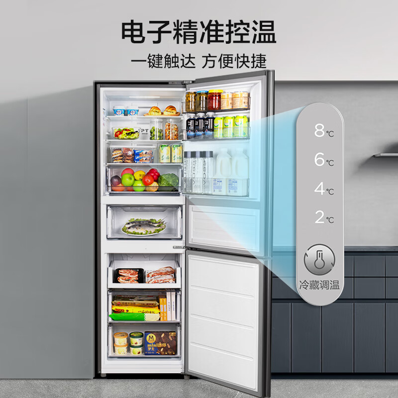 美的美的 (Midea) 238升两门双门门节能低音双变频风冷无霜超薄大容量小型家用电冰箱 MR-249WPE