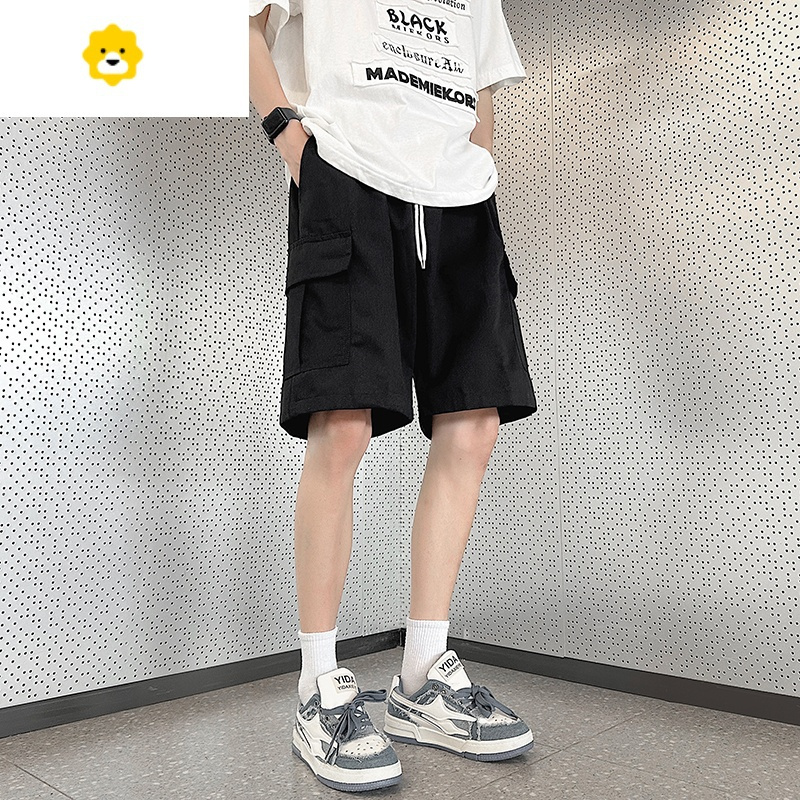 fishbasket运动短裤男季潮牌ins宽松沙滩裤男休闲五分裤学生工装中裤