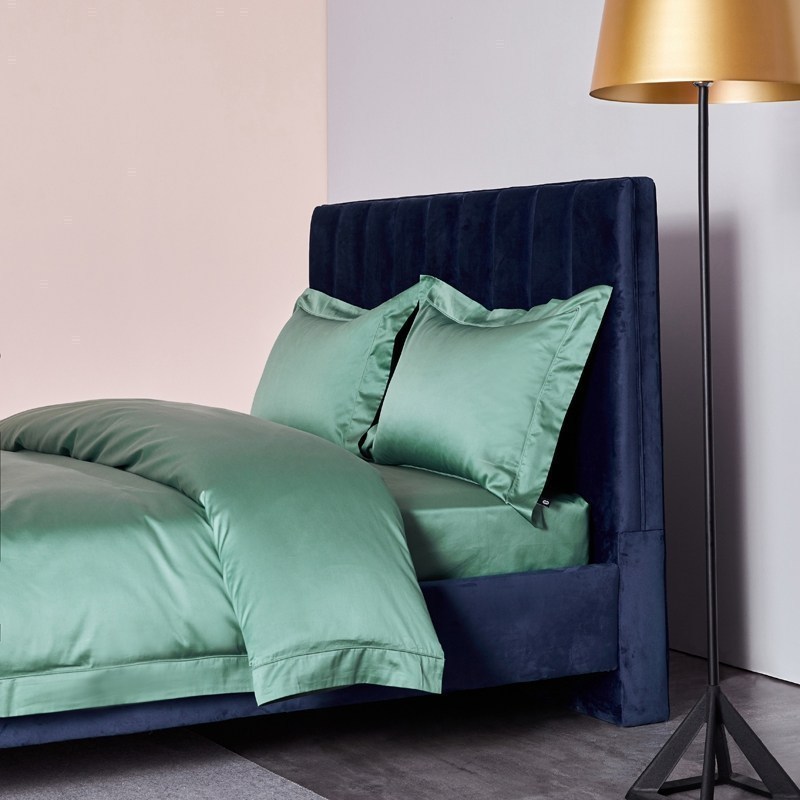 美帮汇100支全棉四件套简约长绒棉被套匹马棉五星级酒店床单欧式简约 男 翡翠 2.0床四件套【被套适配220*240被芯】