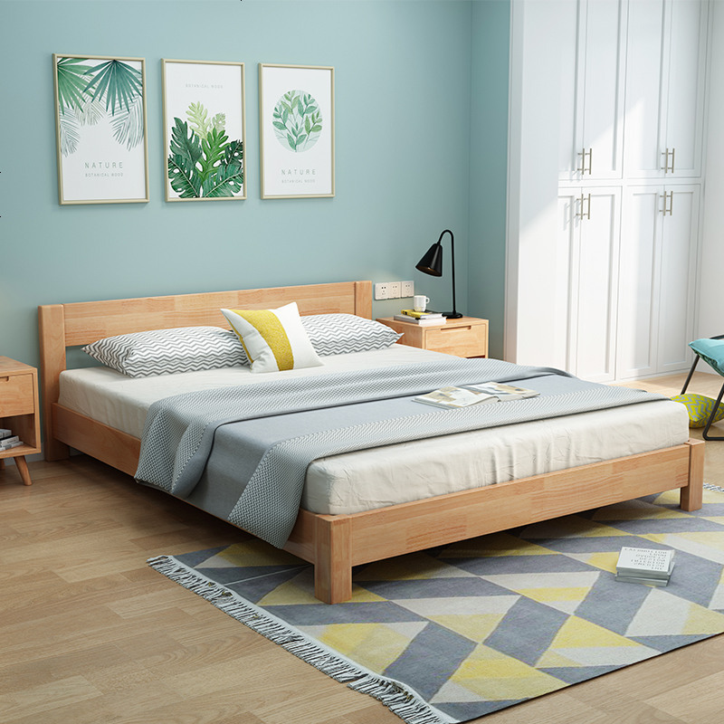 北欧橡木实木矮床1.8米1.5米简约现代白色小户型经济型卧室双人床