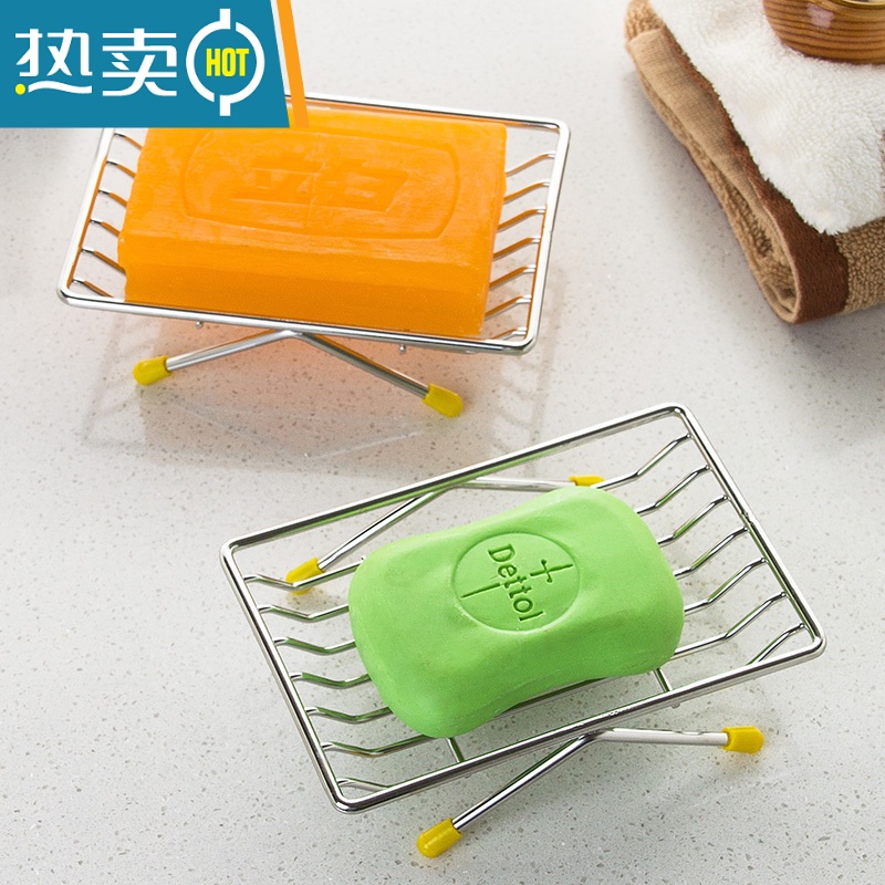 敬平厕所肥皂置物架浴室肥皂架卫生间洗手台不锈钢肥皂沥水皂网皂盒 扁条台式肥皂架(一个装)高清大图