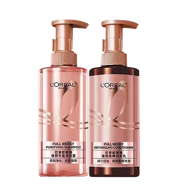 欧莱雅(LOREAL)强韧柔顺洗护发组合(洗440ml+护440ml)生姜洗发水护发素防断发丰盈高清大图