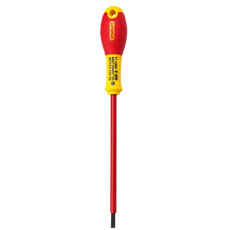 史丹利(STANLEY)65-413-14 双色柄一字绝缘螺丝批电工用起子改锥 5.5*150MM