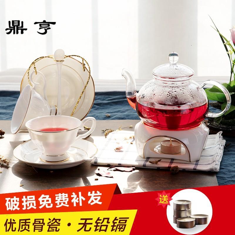 鼎亨花茶壶套装玻璃煮水果茶壶陶瓷下午茶花果茶茶具家用蜡烛加热