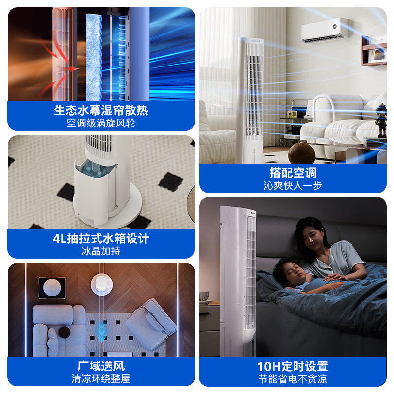 飞利浦(PHILIPS)家用空调扇加湿冷风扇遥控净化落地加湿轻音冷风机水冷塔扇制冷小空调ACR2142TV高清大图