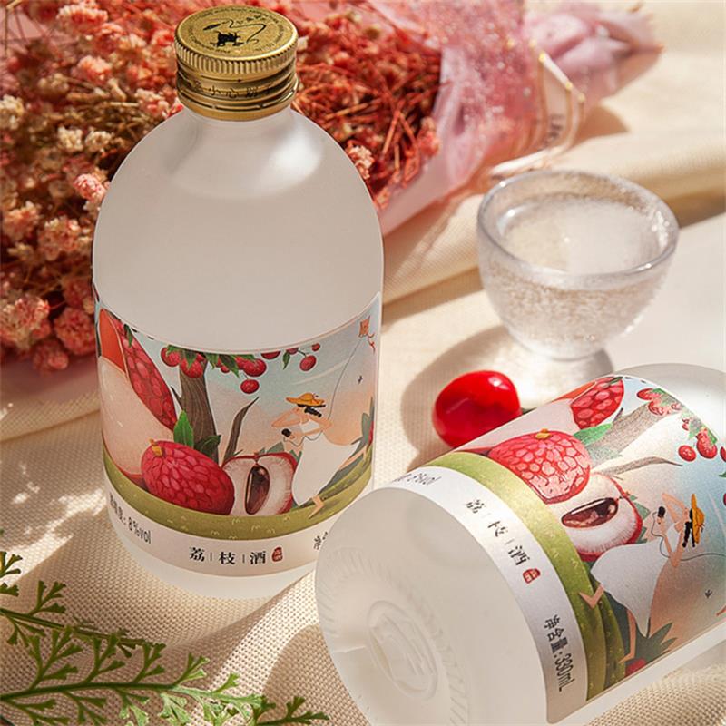 通明山 低度微醺网红高颜值水果酒 女士甜酒 荔枝味果酒 8度 330ml*1瓶装高清大图