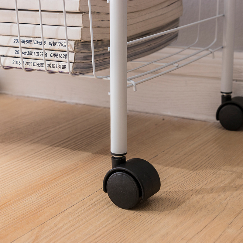 欧润哲 置物架 白色带轮四层车 家用菜架厨房煲锅架 浴室用品收纳层架整理架高清大图