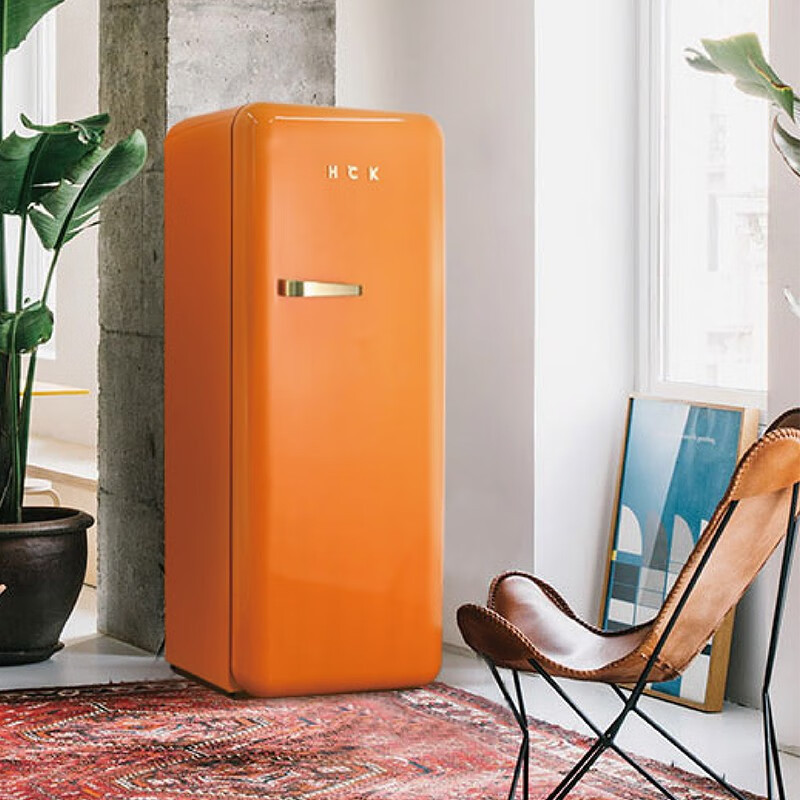 哈士奇烤漆复古圆弧冰箱单门一级能效冷冻冷藏家用厨房办公室宿舍bc
