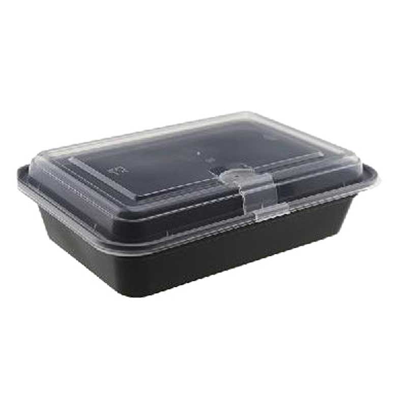 儵忽 一次性方形黑色透气孔凸盖打包盒 RY-NL-16 480ml 300套/1箱高清大图