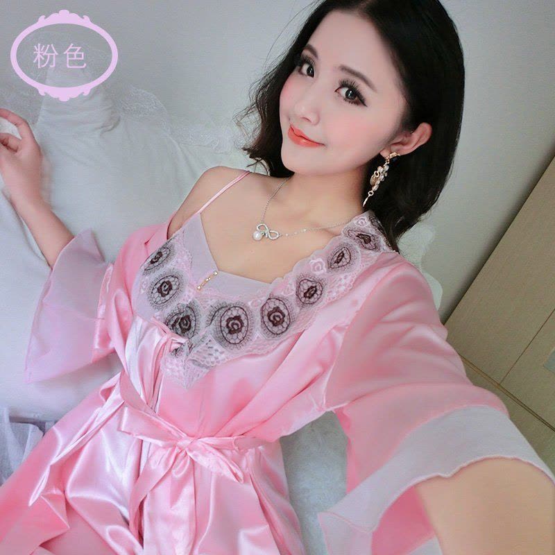 家柏饰(CORATED)韩版春秋季情侣睡袍浴袍睡衣女睡裙夏季男长袖冰丝家居服图片