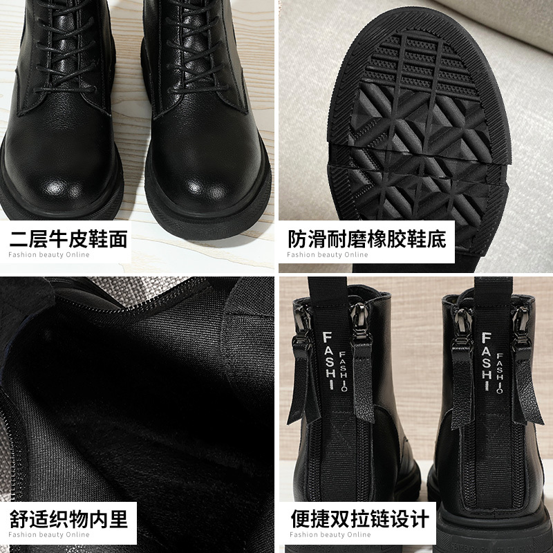 公猴马丁靴女小短靴2020新款真皮英伦风瘦瘦靴秋冬季百搭平底厚底加绒