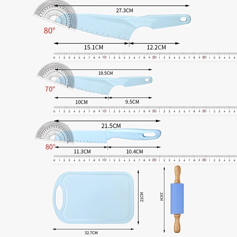 儿童刀具套装水果刀塑料刀幼儿园活动学生早教教学小刀切菜刀菜板7163高清大图