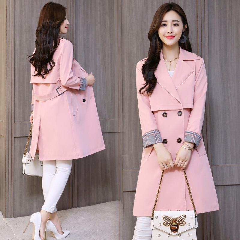 女士秋装新品女式休闲春秋外套韩版修身外衣港风年轻风衣女中长款