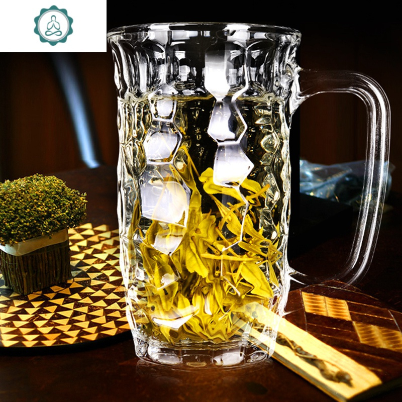 加厚带把防烫耐热茶杯玻璃杯家用透明绿茶杯办公室泡茶杯子大号封后