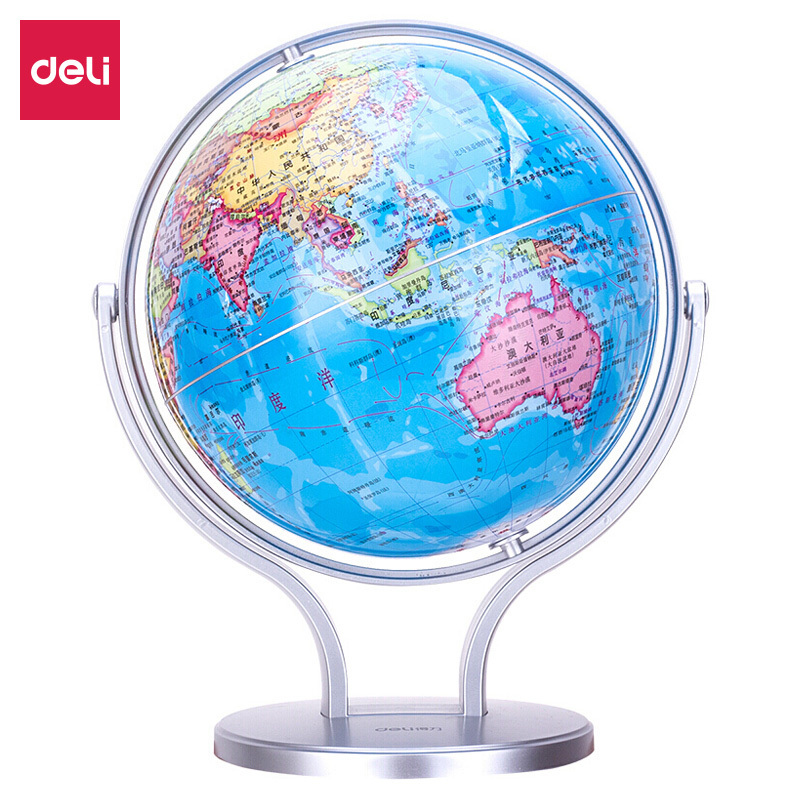 得力2174万向地球仪20cm 蓝色 台