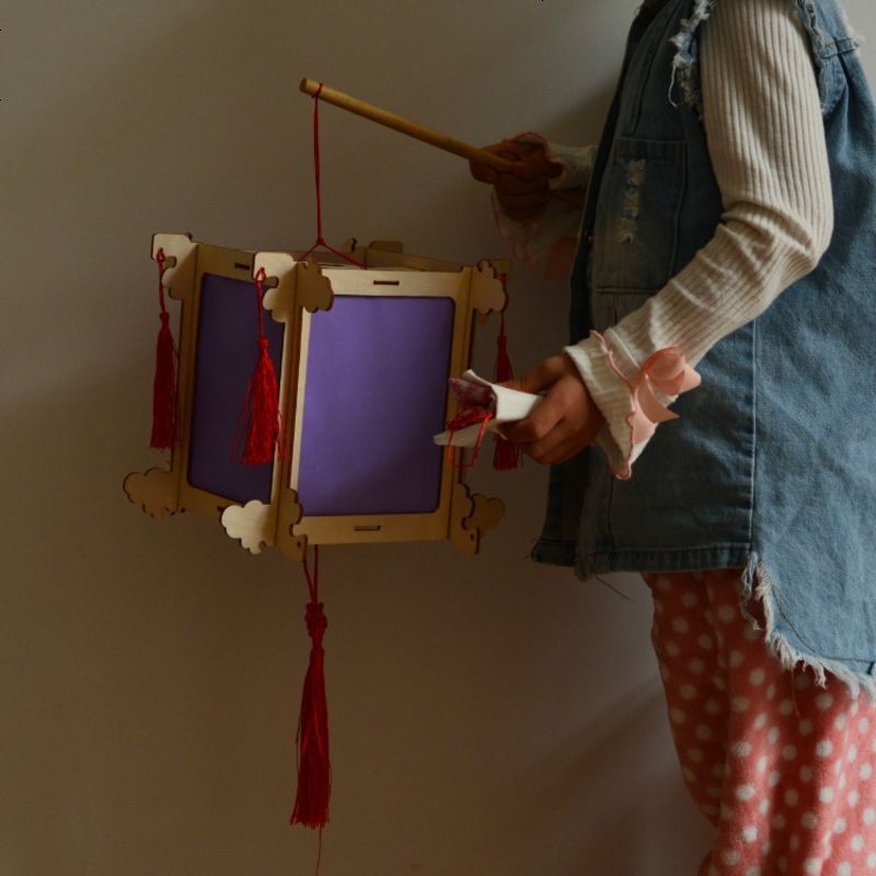 春节diy宫灯手提灯笼儿童手工元宵中秋卡通四角灯笼制作材料花灯