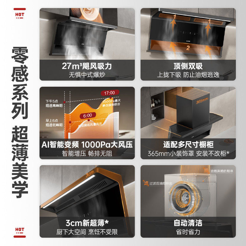 苏泊尔MS1零感抽吸油烟机家用顶侧双吸智能变频厨房小尺寸大吸力自清洁4250高清大图