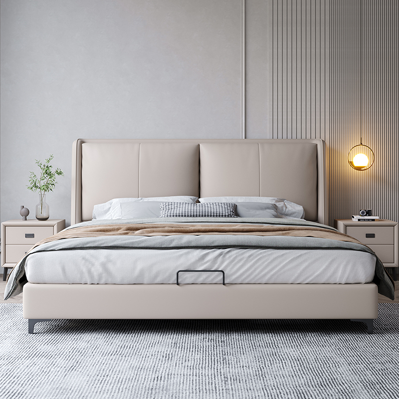 梵宜真皮床现代简约婚床轻奢ins主卧婚床意式极简15米高端皮艺床