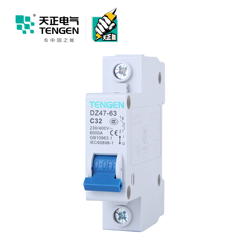 天正电气 空气开关 DZ47-63 1P C 32A 4.5KA 01060020222 微型断路器