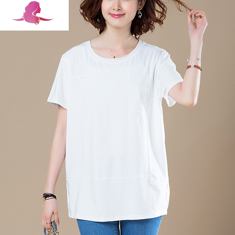 艳如飞加大码女装夏装新款宽松短袖t恤女胖mm中年妈妈胖女人遮肚子
