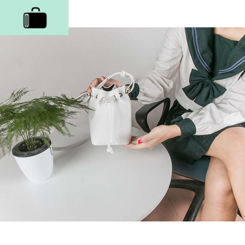 DAR迷你水桶女包2020新款白色手提褶皱小包单肩斜挎包潮抽带休闲NEW LAKE 白色女斜挎包