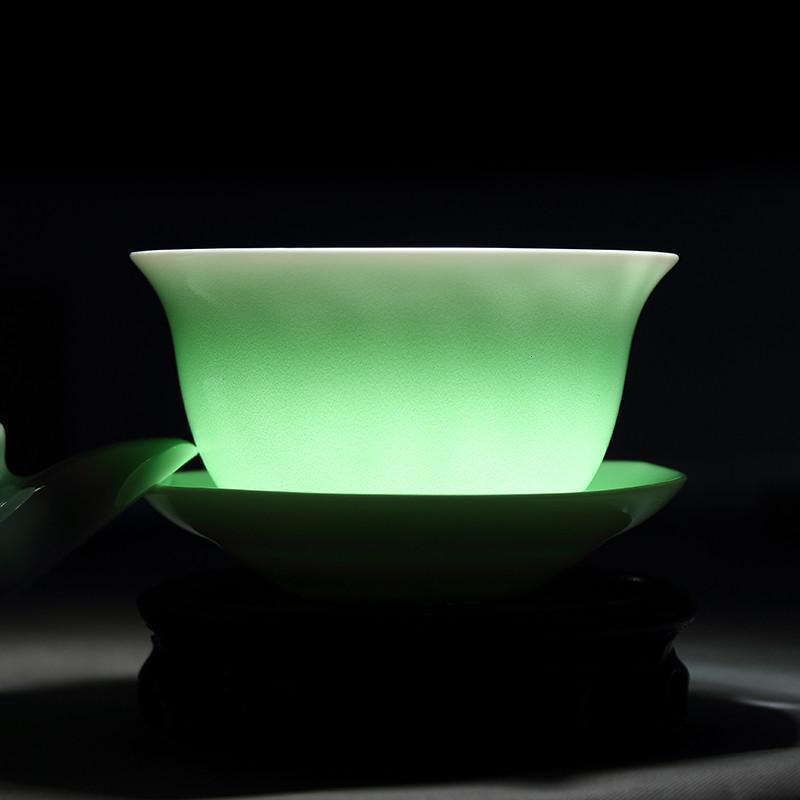 简约青瓷功夫茶具套装家用整小茶杯鲤鱼茶碗陶瓷茶壶盖碗生活日用家庭清洁生活日用家居器皿水具/水杯茶具水