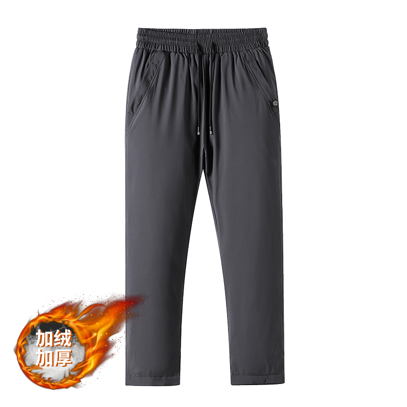 羽绒裤女冬外穿时尚宽松直筒裤子加厚显瘦羽绒裤男保暖棉裤鹅绒羽绒裤女2024冬季新款保暖长裤子时尚百搭加厚休闲裤 男士灰色羽绒裤 XXXL
