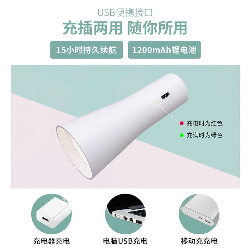雷士照明NVC 多功能随变护眼台灯书桌学习专用充插电式便携小巧床头小台灯 测试商品高清大图